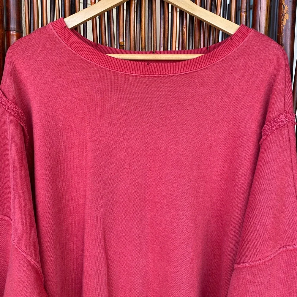 NWOT Free People Red Camden Sweatshirt - Picture 6 of 16